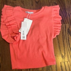 cute coral zara cropped blouse